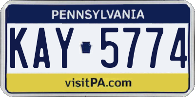 PA license plate KAY5774