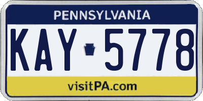 PA license plate KAY5778