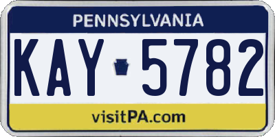PA license plate KAY5782