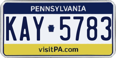 PA license plate KAY5783