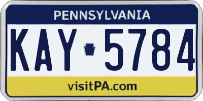 PA license plate KAY5784