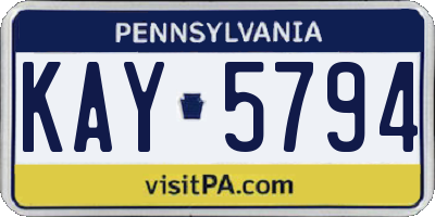 PA license plate KAY5794