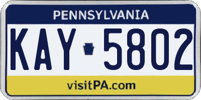 PA license plate KAY5802