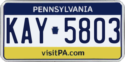 PA license plate KAY5803