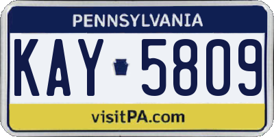 PA license plate KAY5809