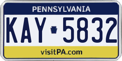 PA license plate KAY5832