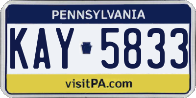 PA license plate KAY5833