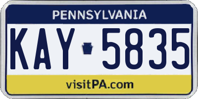 PA license plate KAY5835