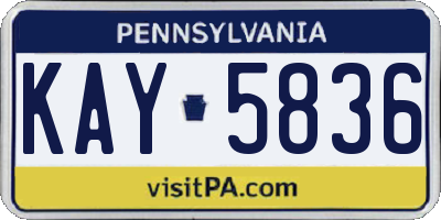 PA license plate KAY5836