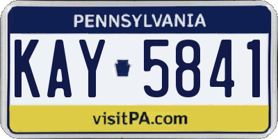 PA license plate KAY5841