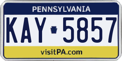 PA license plate KAY5857