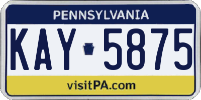 PA license plate KAY5875