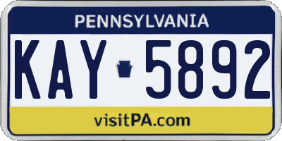 PA license plate KAY5892