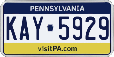 PA license plate KAY5929