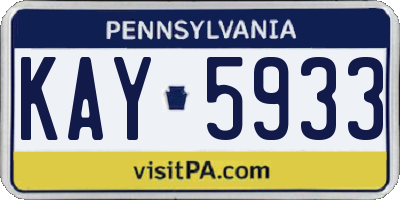 PA license plate KAY5933