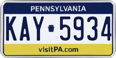 PA license plate KAY5934