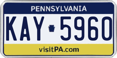 PA license plate KAY5960
