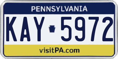 PA license plate KAY5972