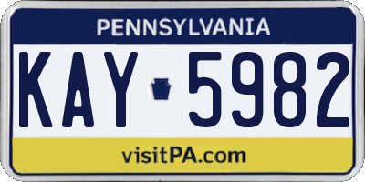 PA license plate KAY5982