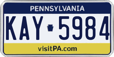 PA license plate KAY5984