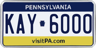 PA license plate KAY6000