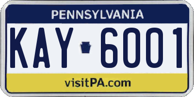 PA license plate KAY6001