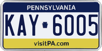 PA license plate KAY6005