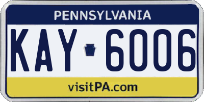 PA license plate KAY6006