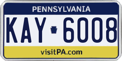 PA license plate KAY6008