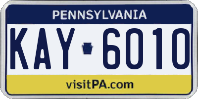 PA license plate KAY6010