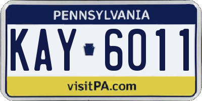 PA license plate KAY6011