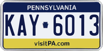 PA license plate KAY6013
