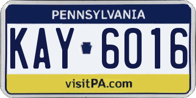 PA license plate KAY6016