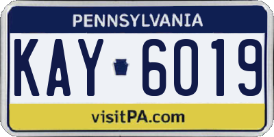PA license plate KAY6019