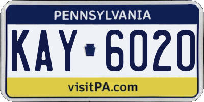 PA license plate KAY6020