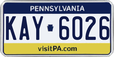 PA license plate KAY6026