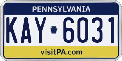 PA license plate KAY6031