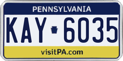 PA license plate KAY6035