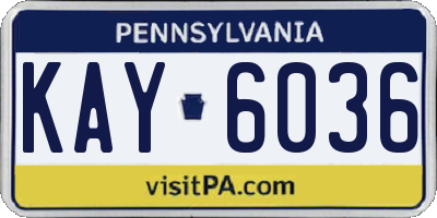 PA license plate KAY6036