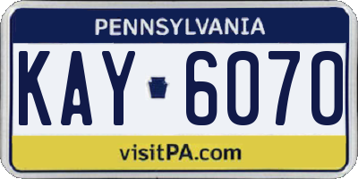 PA license plate KAY6070