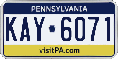 PA license plate KAY6071