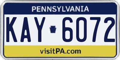PA license plate KAY6072