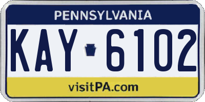 PA license plate KAY6102