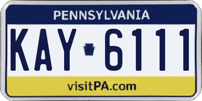 PA license plate KAY6111