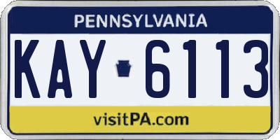 PA license plate KAY6113