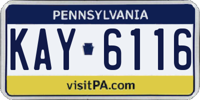 PA license plate KAY6116