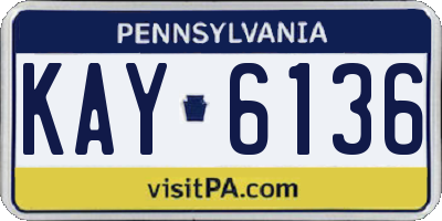 PA license plate KAY6136