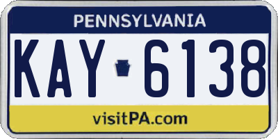 PA license plate KAY6138
