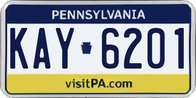 PA license plate KAY6201