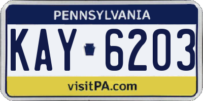 PA license plate KAY6203